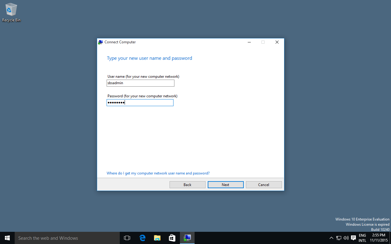 How to join a Windows 10 client with the connector to a SBS 2011 domain