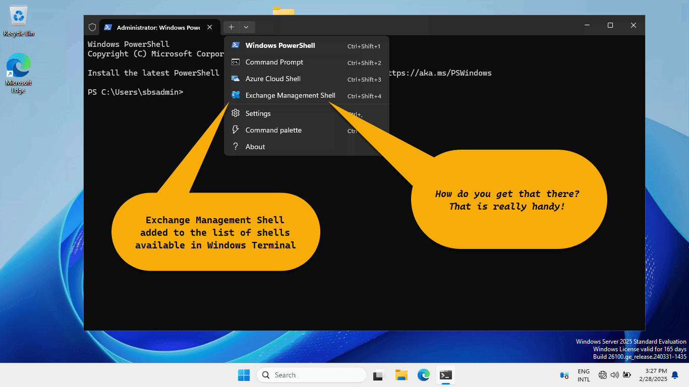 Exchange Management Shell in Windows Terminal