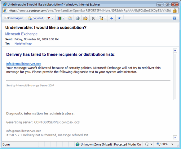 How to restrict users sending internet email on SBS 2008
