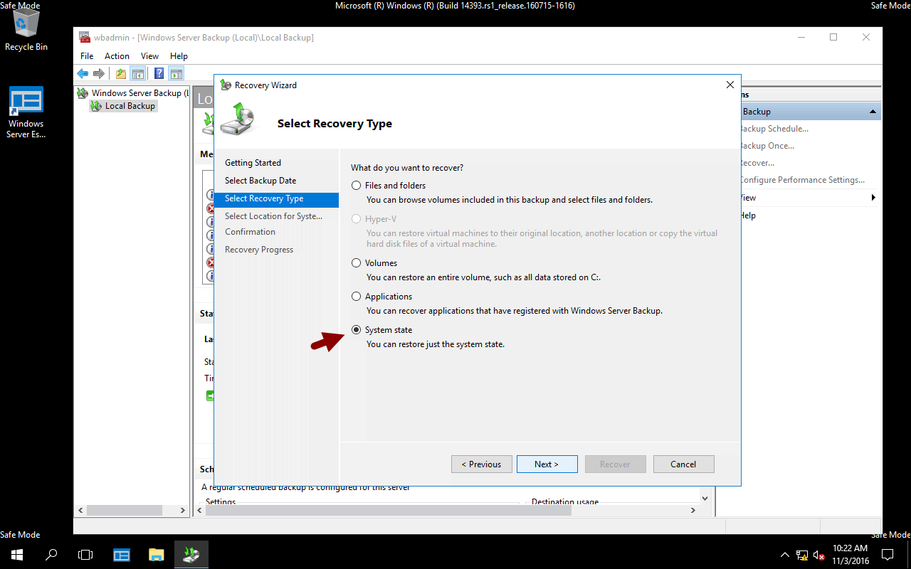 How to restore system state
