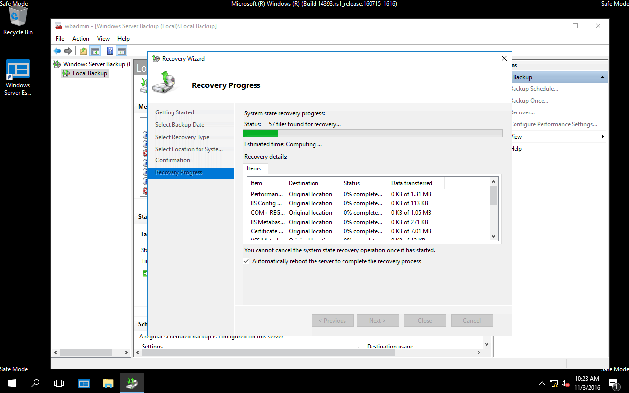How to restore system state
