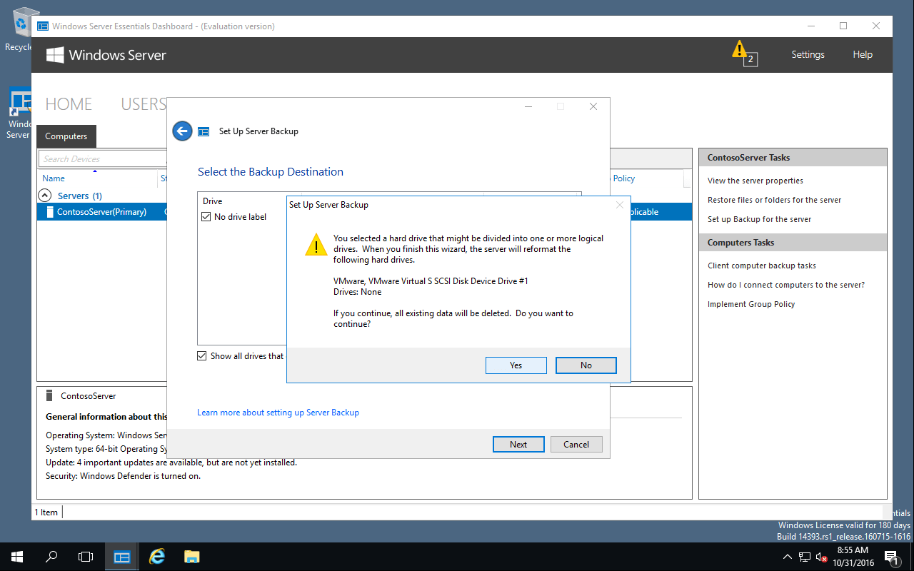How to configure your backup drives in Windows Server Essentials 2016